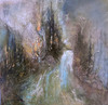 Semi abstract Forest Fire at a Waterfall