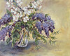 Vase of lilacs and apple blossoms